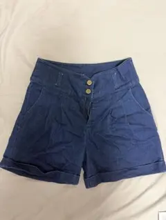 LOWRYS FARMネイビー デニム ショートパンツ Lサイズ