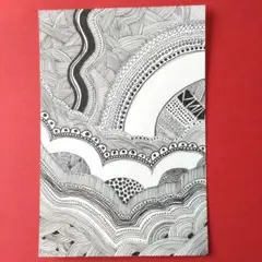 【限】イラスト　手描き　波　うねり　ポストカードサイズ