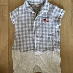 petit main チェック柄ロンパース 70