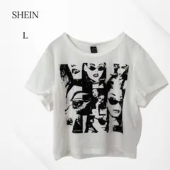 シーイン　Tシャツ　半袖　ショート丈　L プリント　タグ付き　美品
