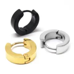 定番 ステンレスフープピアス シンプル 金属アレルギー対応 片耳 18G