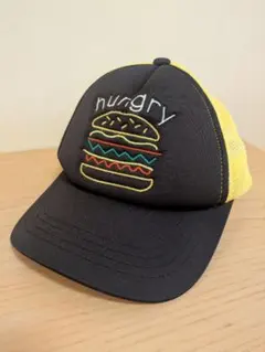 ハンバーガー刺繍 メッシュキャップ ブラック×イエロー