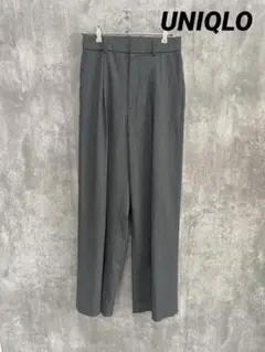 ユニクロ タックワイドパンツ グレー S