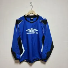 00s UMBRO ピステ ナイロンプルオーバー 青