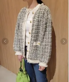ミラオーウェン　ツイードニットジャケット