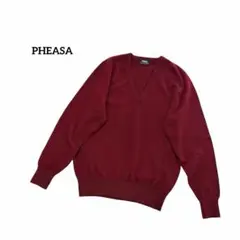 【カシミヤ100%】Vネックニット セーター 赤 ワインレッド ベーシック 上品