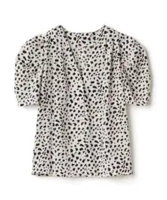 パワショルVネックダルメシアン柄ブラウス