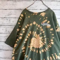 US古着 ブリーチ加工 Tシャツ リメイク タイダイ ビッグシルエット 緑2XL