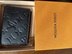 【美品】LOUIS VUITTON ブラック 二つ折り財布 ポルトフォイユリサ