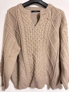 INGNIベージュ ケーブル編み 長袖セーター M