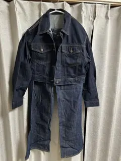 ダークデニム カバーオール 前ボタン付きセットアップ