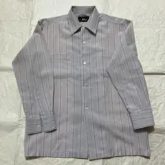 SASA Men's Wear グレー ストライプ 長袖シャツ　日本製　春夏初秋