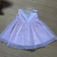 ピンクフリルベビードレスリボン付き　80