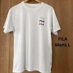 FILA フィラ メンズ 半袖 Tシャツ L ホワイト バックプリント 速乾