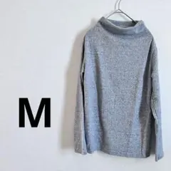 薄手[M]グレー タートルネック 長袖ニット