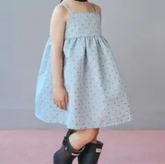 softcheese 水色ドット柄ワンピース 120センチ