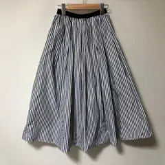 inend dress code　ブラック　ストライプ フレアスカート　E583のサムネイル