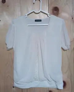 クリーム色 シフォン パフスリーブ トップスのサムネイル