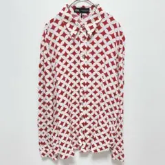 ザラ|総柄 レーヨン 長袖シャツ【M】シェルボタン ユニセックス 幾何学 個性的