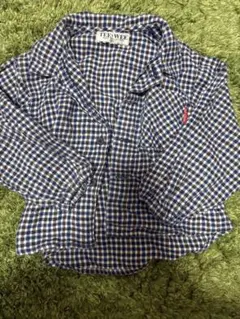 ギンガムチェック ブラウス シャツ 春服 80 POLO風