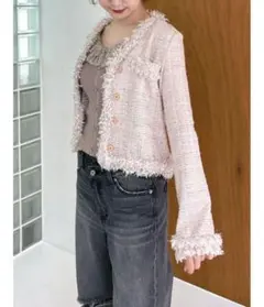 lily brown カットツイードフリンジジャケット