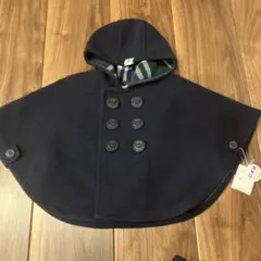 新品タグ付き　ミキハウス　フリースマント　ポンチョ　Pコート風　ネイビー