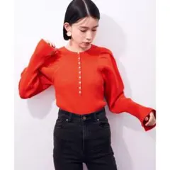 ADAM ET ROPE' ボリュームスリーブ2WAYリブニットプルオーバー