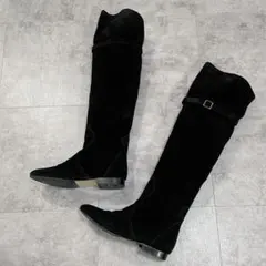 【良品】FABIO RUSCONI 37ブラック スエード ロングブーツ