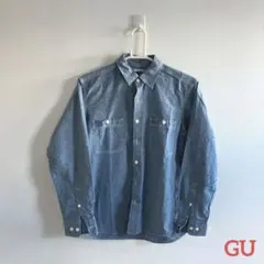 【GU】長袖シャツ メンズ 薄手 ライトブルー