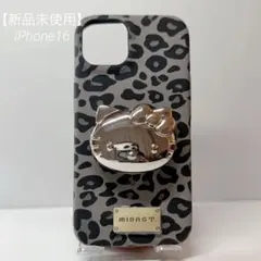 【新品】ヒョウ柄×キティ 回転 落下防止 スマホケース/ iPhone16