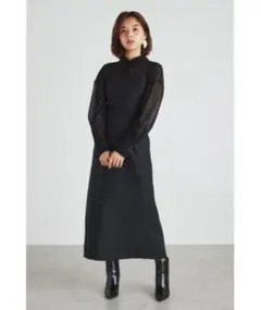 【極美品】rienda シャツコンビビスチェAライン ワンピース S 黒