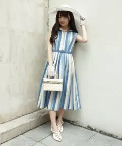 マルチストライプノースリーブワンピース/an another angelusのサムネイル
