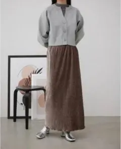 【新品】AZUL by moussy　ベロアナロースカート　ブラウン　F