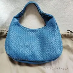ボッテガ　イントレチャート　ミディアム カンパーナ　ハンドバッグ　保存袋付き　青