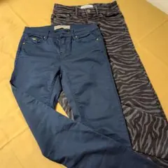 上*ダ様 ZARA☆Stradivarius スキニー ネイビー・ゼブラ 2点s
