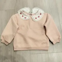 ピンク ハート刺繍 フリル襟 トレーナー 100cm