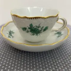 マイセン 金彩 花文 ワトーグリーン ノイマルセイユレリーフ コーヒー