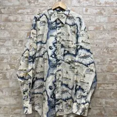 【used】 80's バナナリパブリック サファリトラベル 地図柄 シャツ