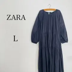 【美品】ZARA ティアードロングワンピース 黒 ブラック 魔女 ハロウィン