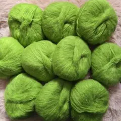 モヘア毛糸　編み物　10玉　手芸　250g　緑色　グリーン