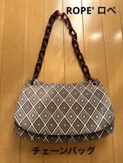 ROPE' ロペ　チェーンバッグ　ショルダーバッグ　ブラウン系幾何学柄のサムネイル