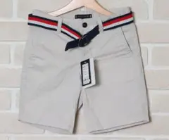 新品トミーヒルフィガー キッズ ハーフパンツ 122 ベルト付 薄ベージュ