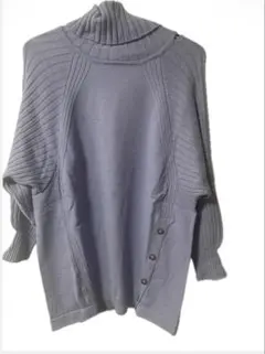 ANELA LUX ランタンリブ袖のバックシャンニット