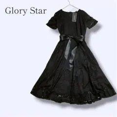 新品【グローリースター】レースワンピース 半袖オケージョンドレス フレア S 黒