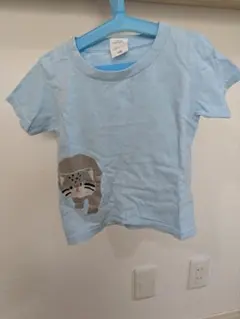 猫イラスト付き水色Tシャツ 100cm