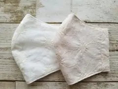 インナーマスク　花柄マーガレット刺繍　2枚セット
