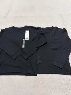 UNIQLO キッズ140 クルーネックT シャツ 長袖 ブラック 2枚セット