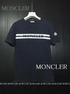 MONCLER モンクレール Tシャツ 刺繍ロゴ文字ボーダー サイズM 正規品
