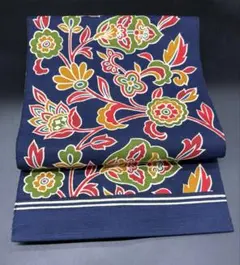 高級　正絹　洒落帯　名古屋帯　唐草　花柄　更紗　406のサムネイル
