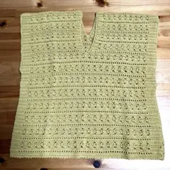 ハンドメイド/かぎ針編みベスト/からし色